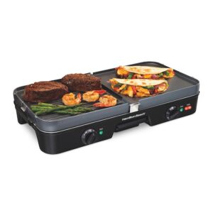 Hamilton Beach 3 in 1 180 sq. in. Black Indoor Grill with Removable Grids