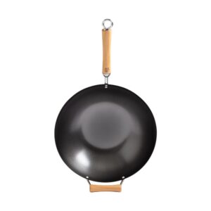 Honey-Can-Do Joyce Chen 4-Piece Wok Set with Black Carbon Steel Non-Stick Wok, High Dome Lid, 12" Bamboo Spatula, and Recipe Booklet
