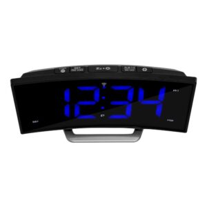 La Crosse Technology 1.8 in. Curved Blue LED Atomic Dual Alarm Clock