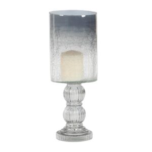 LITTON LANE 16 in. Smoked Black Cylindrical Glass Baluster Candle Holder