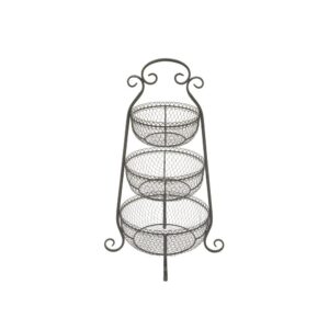 LITTON LANE New Traditional 3-Tier Iron Black Decorative Basket Tray