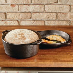 Lodge 5 qt. Round Cast Iron Double Dutch Oven in Black with Lid