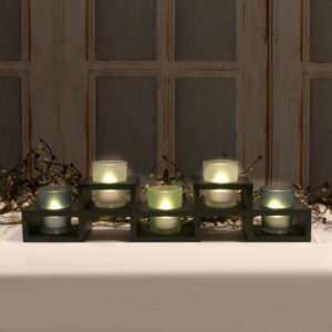 LUMABASE Wooden Candle Centerpiece with 5 Glass Votives