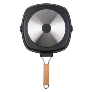 MasterPan 10 in. Cast Aluminum Nonstick Grill Pan in Black with Pour Spout