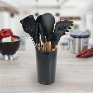 MegaChef Black Silicone and Wood Cooking Utensils (Set of 12)