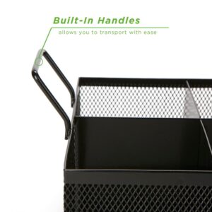 Mind Reader 4-Section Black Mesh Cutlery Caddy, Cutlery Holder, Flatware Organizer, Forks, Spoons, Knives, Countertops