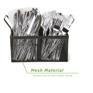 Mind Reader 4-Section Black Mesh Cutlery Caddy, Cutlery Holder, Flatware Organizer, Forks, Spoons, Knives, Countertops