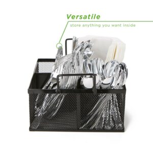Mind Reader 4-Section Black Mesh Cutlery Caddy, Cutlery Holder, Flatware Organizer, Forks, Spoons, Knives, Countertops