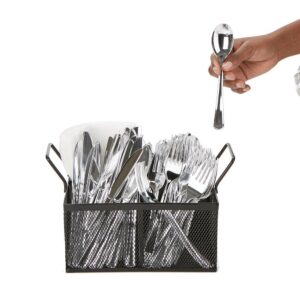 Mind Reader 4-Section Black Mesh Cutlery Caddy, Cutlery Holder, Flatware Organizer, Forks, Spoons, Knives, Countertops