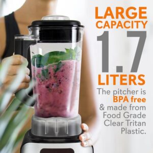 NutriChef 57 oz. 5-Speed Black Digital Countertop Blender with Pulse Blend, Adjustable Time and Speed Settings