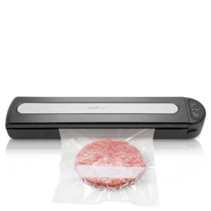 NutriChef White Kitchen Food Vacuum Sealer - Compact Electric Air Sealing Preserver System with Reusable Vacuum Food Bags
