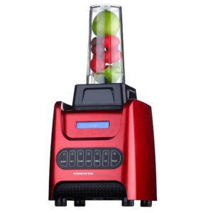 Ovente 13.5 oz. 1000-Watt Red Robust Professional Blender with BPA Free, Blender Jar Travel Mug and Tamper