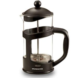 Ovente 4-Cup Black French Press Cafetiere Heat-Resistant Borosilicate Glass Coffee and Tea Maker FREE Measuring Scoop