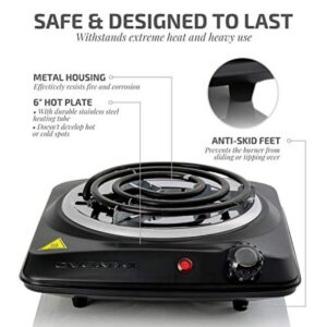 Ovente 1000-Walt (120-Volt) Single Burner 6 in. Hot Plate Black Adjustable Temperature Control