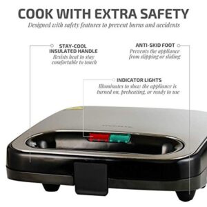 Ovente 2-Slice Electric Sandwich Maker Non Stick Grill, Black (GPS401B)