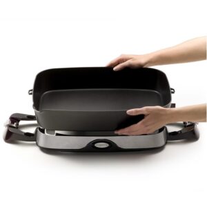 Presto 16 in. x 12 in. (118 sq. in.) Black Cast Aluminum Foldaway Electric Skillet with Glass Lid