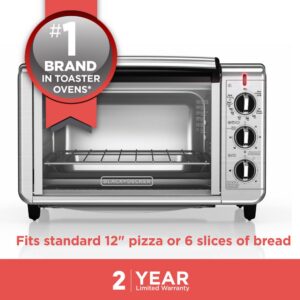 BLACK+DECKER 1500 W 6-Slice Black and Silver Convection Toaster Oven