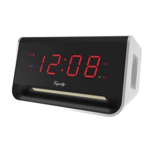 Equity by La Crosse 5.5 in. x 3.15 in. LED Alarm Clock with Bluetooth and USB Port - Red