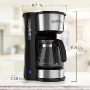 BLACK+DECKER 4-in-1 5-Cup Black Stainless Steel Drip Coffee Maker