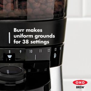 OXO 12 oz. Black Stainless Steel Burr Coffee Grinder with Integrated Scale