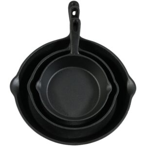 Sunnydaze Decor Cast Iron 3-Piece Cast Iron Skillet Set in Black