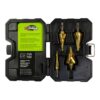 BLU-MOL 4-Pcs Cobalt Spiral Step Drill Premium Kit(1/8 in. - 1/2 in.,3/16 in. - 7/8 in.,1/4 in. - 1-1/8 in.,1/4 in. - 1-3/8 in.)