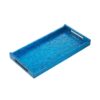 Abigails 18.25 in. L x 9.25 in. W x 2 in. H Blue Wooden Lacquered Basket Weave Rectangle Tray