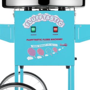 Great Northern Flufftastic Commercial Blue Cotton Candy Machine with Cart