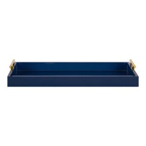 Kate and Laurel Lipton 10 in. x 24 in. Navy Blue Decorative Tray