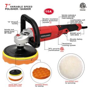 Boyel Living 10 Amp Corded 7 in. Sander Polisher Buffer Variable Speed with Lock-on Button