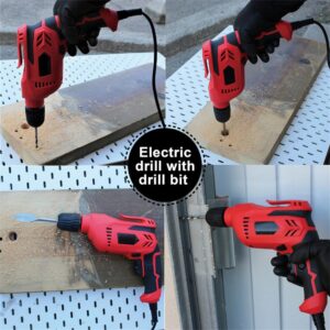 Boyel Living 5 Amp Corded 3/8 in. Red Power Drill Driver Reversible with Lock-on Button