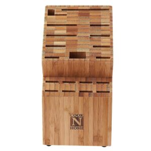 Cook N Home 19-Slot Bamboo Universal Knife Storage Block Organizer