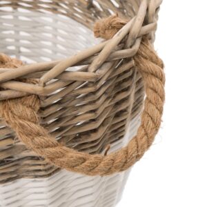Glitzhome Natural/White Round Wicker Baskets (Set of 3)
