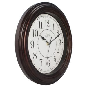 La Crosse Technology 12 in. H Round Brown Plastic Wall Clock with Silent Movement
