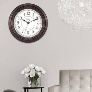 La Crosse Technology 12 in. H Round Brown Plastic Wall Clock with Silent Movement