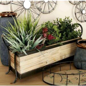 LITTON LANE Rustic 3-Compartment Brown Decorative Tray