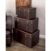 LITTON LANE Globetrotter Wood and Matte Brown Leather Case (Set of 3)