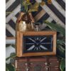 LITTON LANE Oak Brown and Silver Table Clock