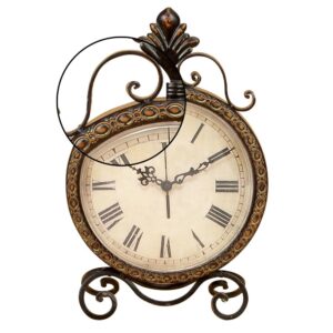 LITTON LANE 17 in. x 11 in. Round Iron Table Clock