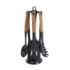 MegaChef Black Nylon Cooking Utensils with Wood Design (Set of 7)