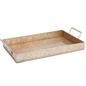 Mind Reader Cooper Plated Galvanized Serving Tray with Handles Rectangular Tray, Brown