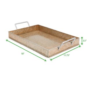 Mind Reader Cooper Plated Galvanized Serving Tray with Handles Rectangular Tray, Brown