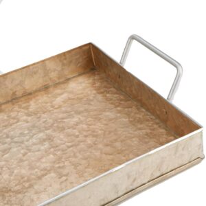 Mind Reader Cooper Plated Galvanized Serving Tray with Handles Rectangular Tray, Brown