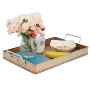 Mind Reader Cooper Plated Galvanized Serving Tray with Handles Rectangular Tray, Brown