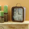 Stonebriar Collection 14 in. x 10 in. Metal and Glass Square Rustic Tabletop Clock
