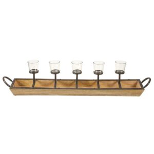 IMAX Shay 7 in. Natural Wood Candle Holder