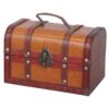 Vintiquewise 8.5 in. x 5.5 in. x 5.5 in. Wood Faux Leather Decorative Faux Leather Treasure Box