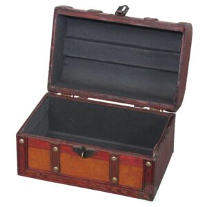Vintiquewise 8.5 in. x 5.5 in. x 5.5 in. Wood Faux Leather Decorative Faux Leather Treasure Box