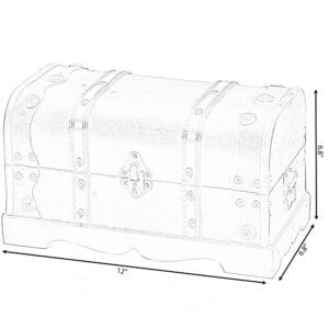 Vintiquewise 12 in. x 6.8 in. x 6.8 in. Wooden Small Pirate Style Treasure Chest