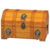 Vintiquewise 12 in. x 8 in. x 7.3 in. Wooden Pirate Treasure Chest with Lion Rings